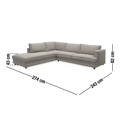 New ILVA Agir venstrevendt hjørnesofa med pufafslutning