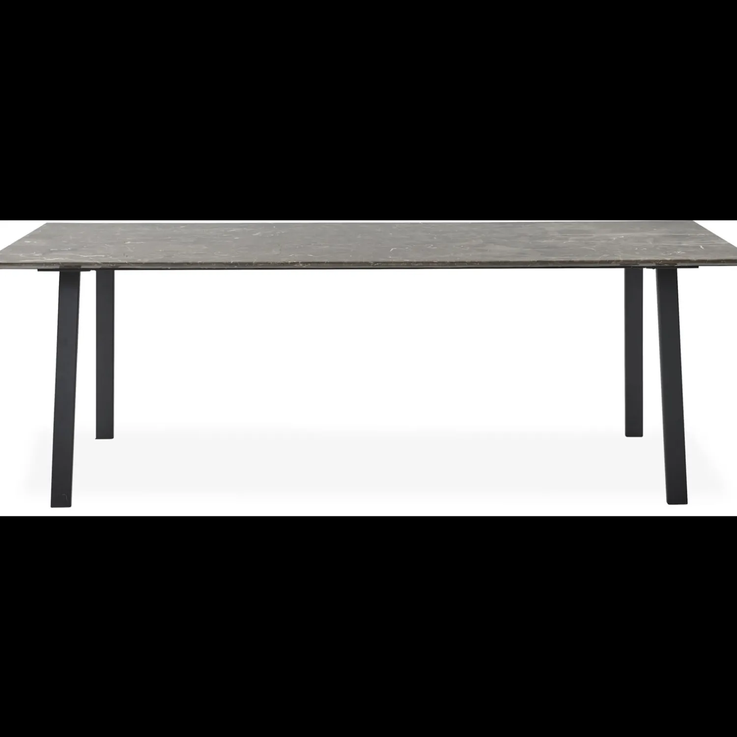 New ILVA Amy Spisebord 220 x 95 x 74 cm, plade i brun marmor + lige ben i sort metal