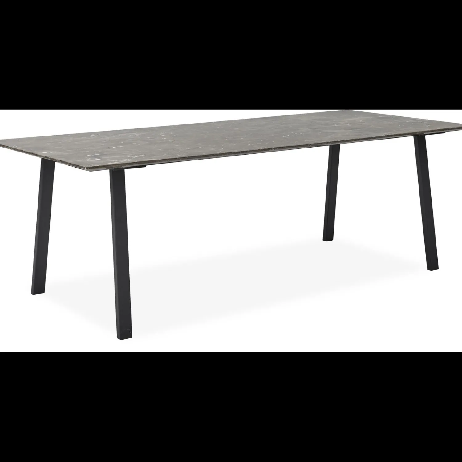 New ILVA Amy Spisebord 220 x 95 x 74 cm, plade i brun marmor + lige ben i sort metal