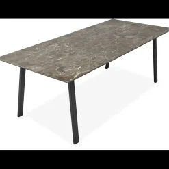 New ILVA Amy Spisebord 220 x 95 x 74 cm, plade i brun marmor + lige ben i sort metal