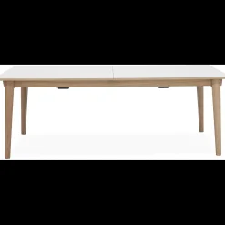 Online ILVA Largo Spisebord 215 x 102 x 75 cm, plade i hvid laminat + ben i lyst træ