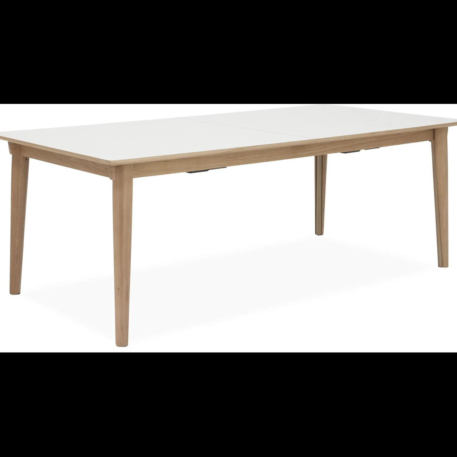 Online ILVA Largo Spisebord 215 x 102 x 75 cm, plade i hvid laminat + ben i lyst træ