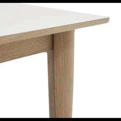 Online ILVA Largo Spisebord 215 x 102 x 75 cm, plade i hvid laminat + ben i lyst træ