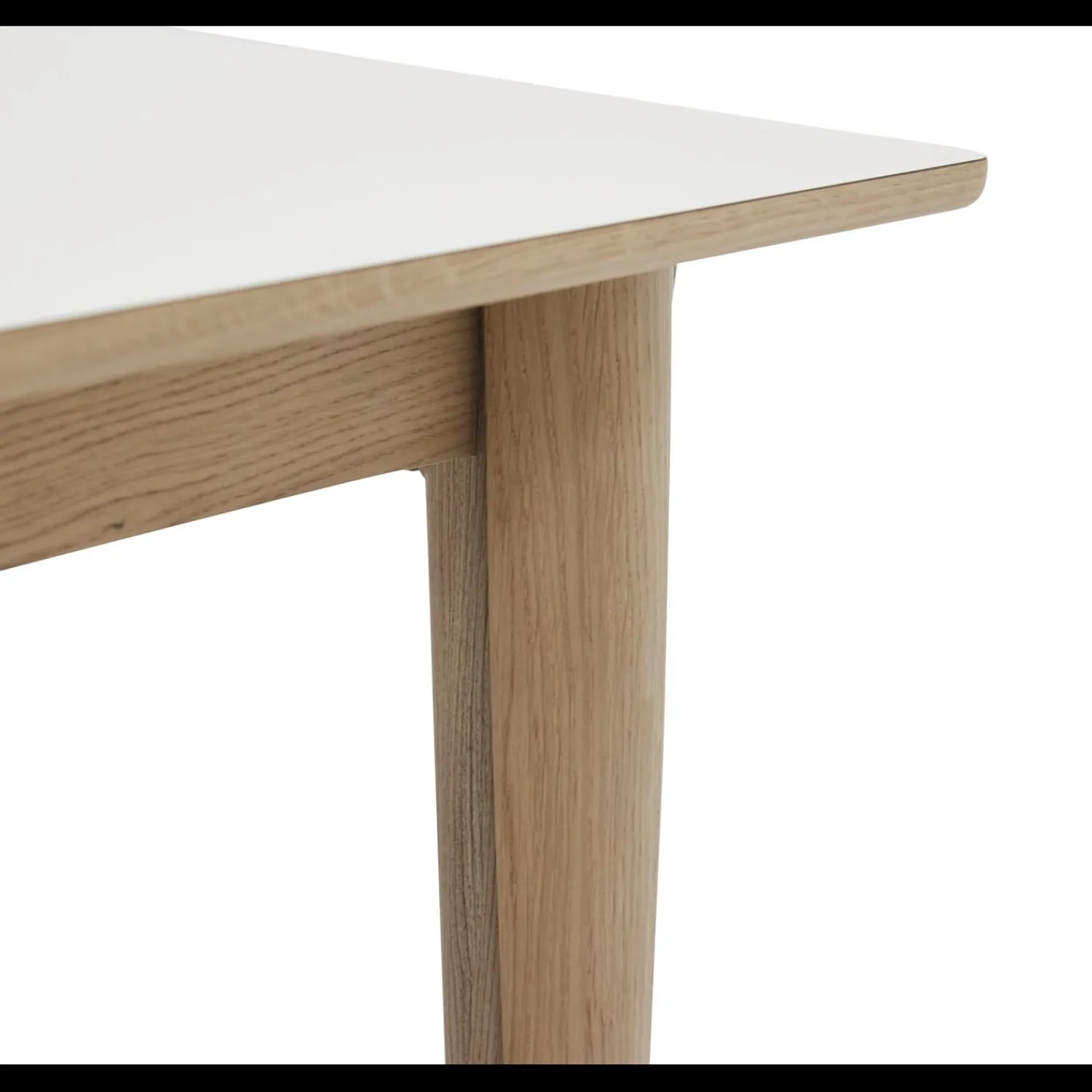 Online ILVA Largo Spisebord 215 x 102 x 75 cm, plade i hvid laminat + ben i lyst træ