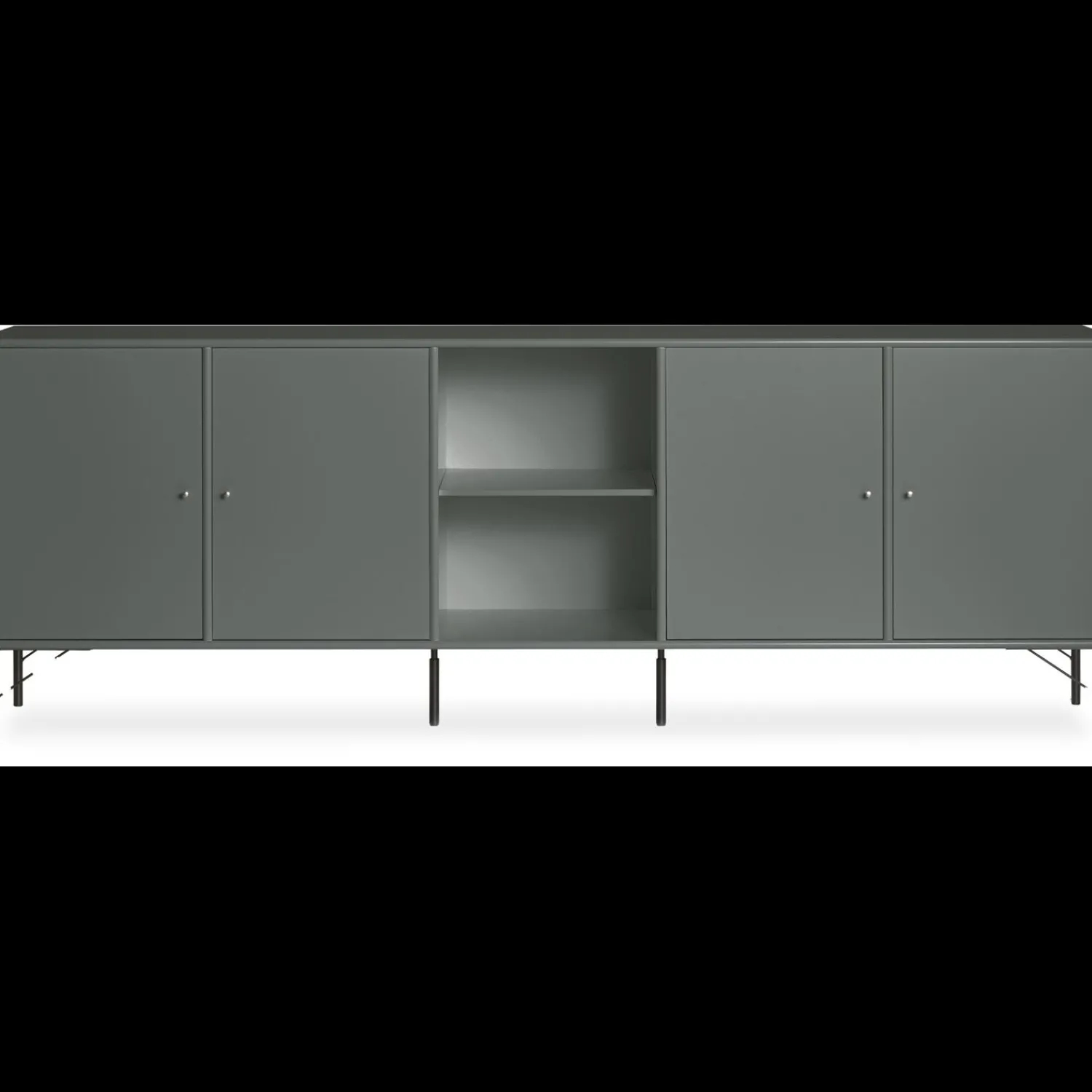 Discount ILVA Mistral Classic Skænk med 4 låger, hyldeplads i midten + ben mørkegrå/sort
