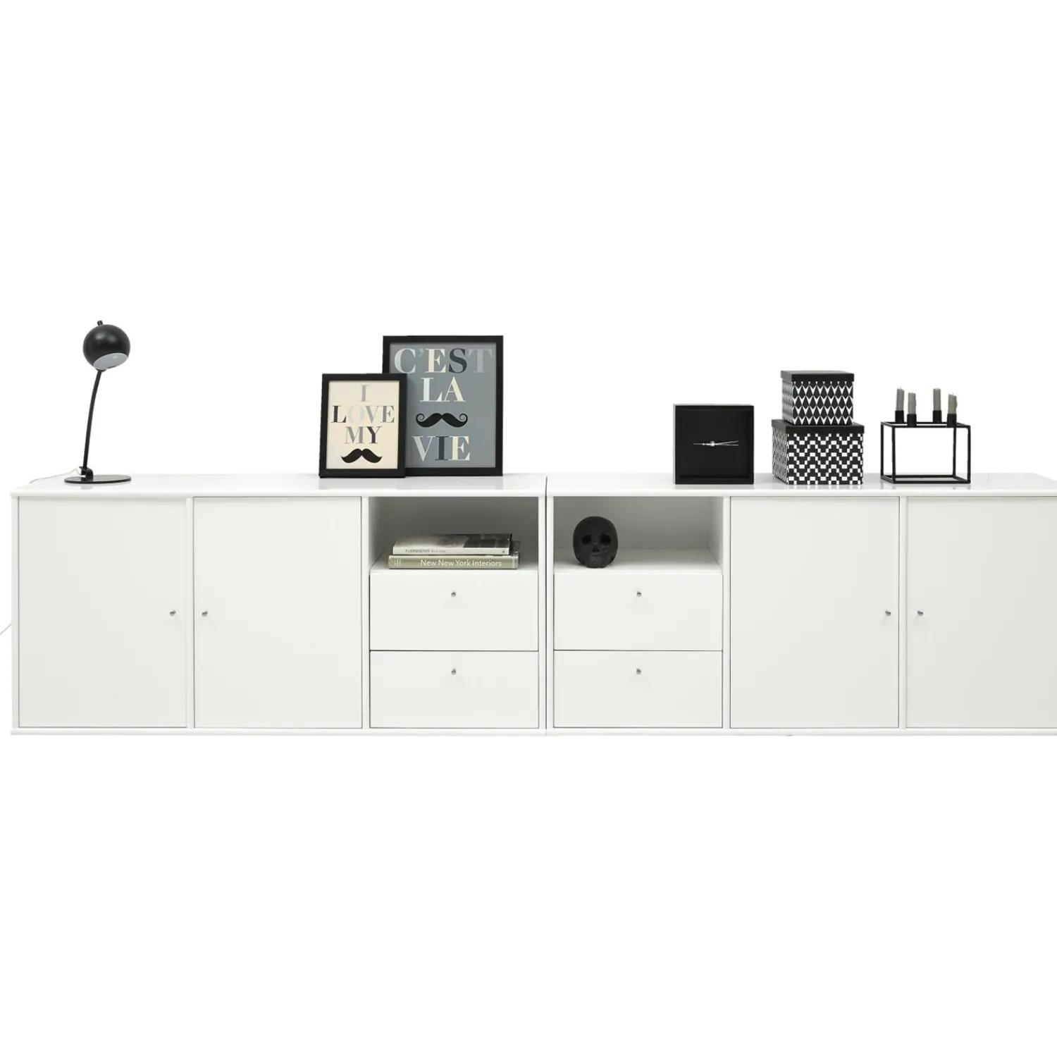 Sale ILVA Mistral Classic Skænk med 2 moduler, 4 låger + 4 skuffer hvid