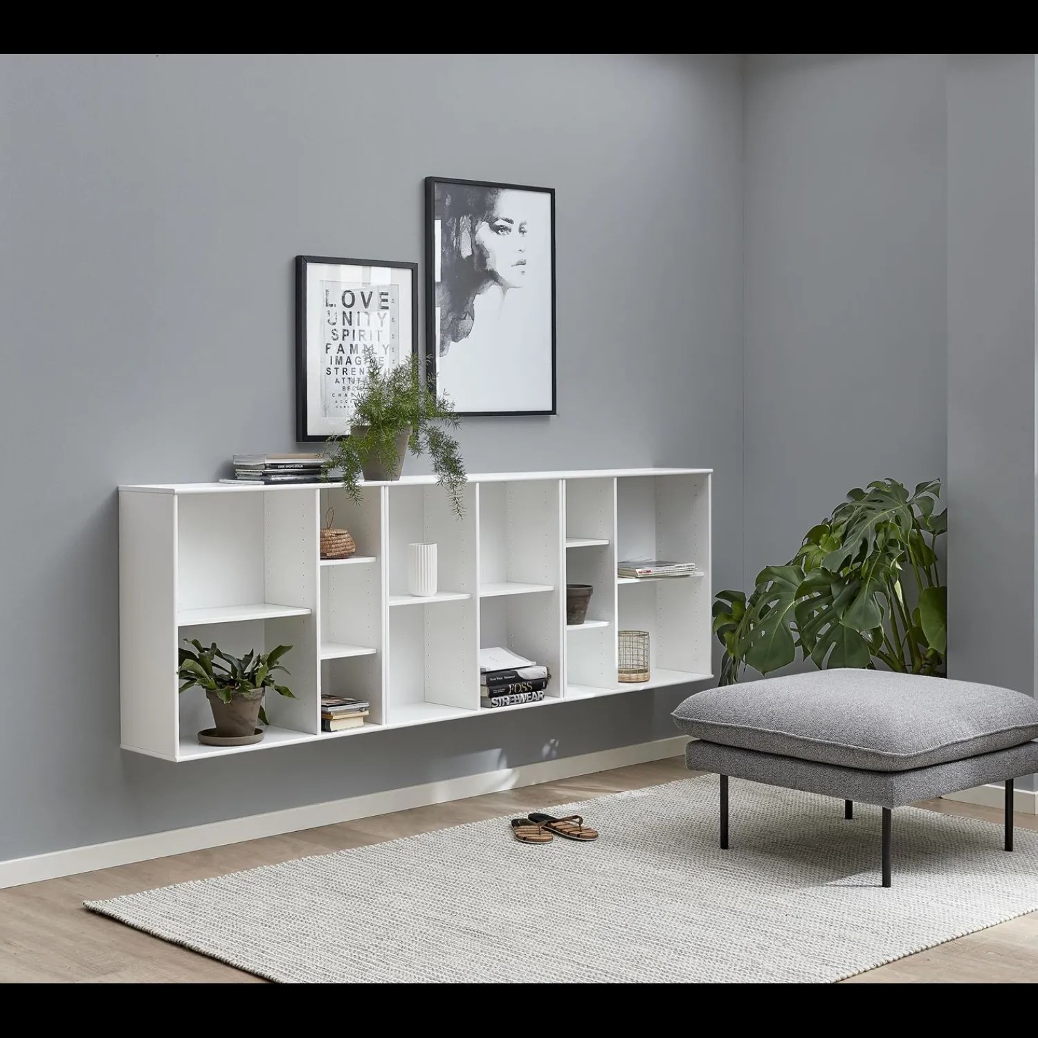 ILVA Mistral KUBUS Reol med 1 stk 4-rums modul + 2 stk 5-rums moduler hvid