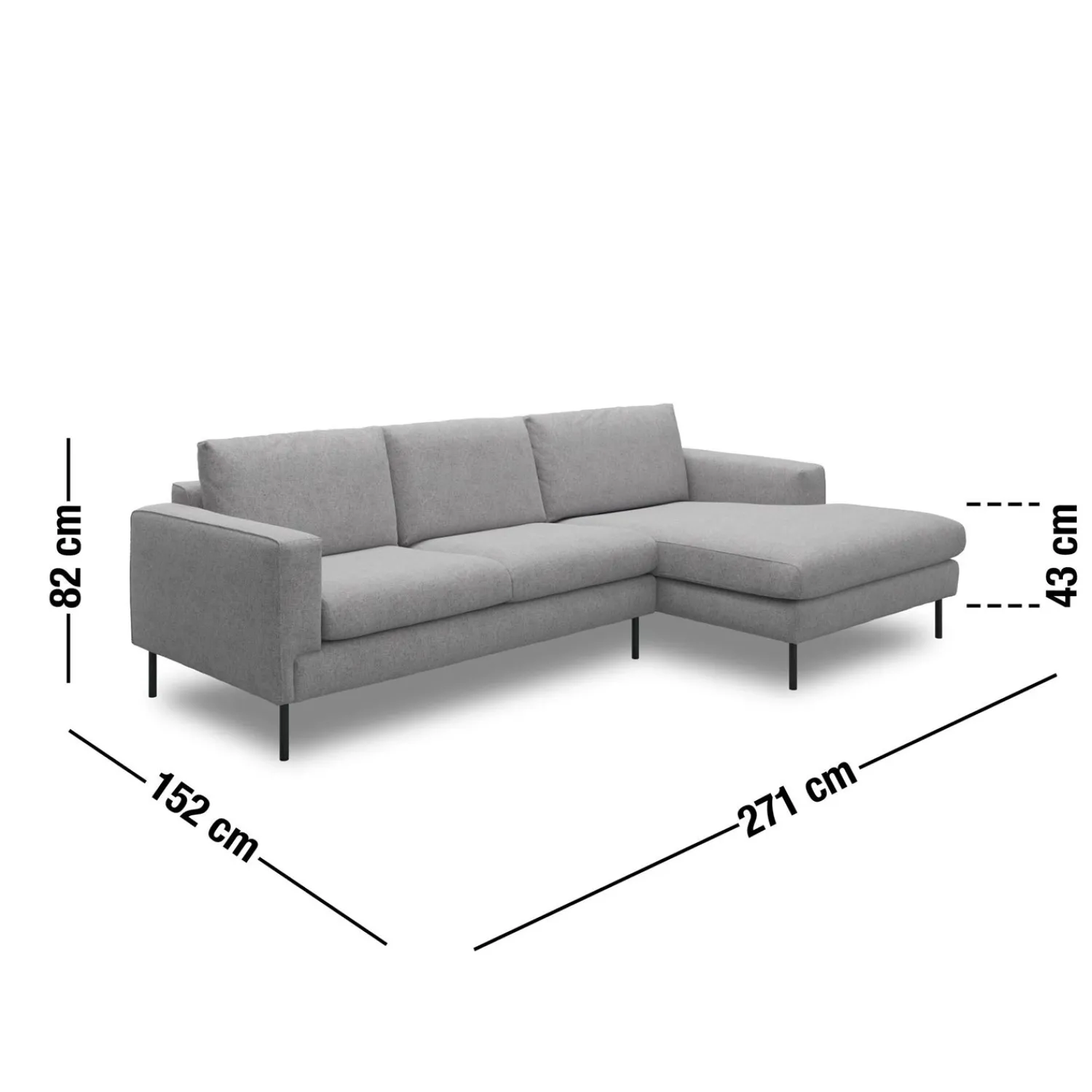 Outlet ILVA Nyland højrevendt sofa med chaiselong