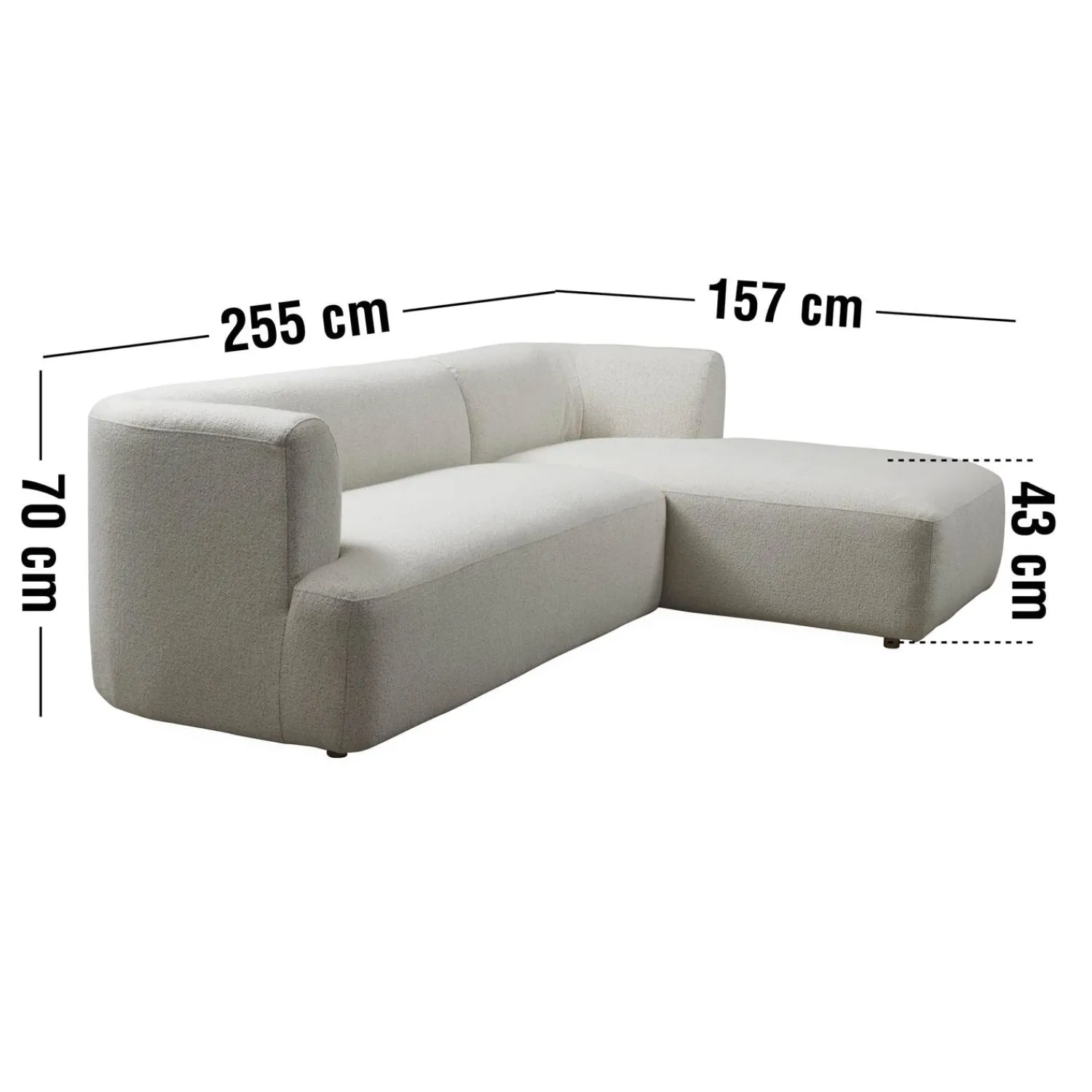 Clearance ILVA Solvei højrevendt sofa med chaiselong