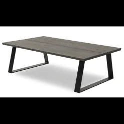 ILVA Timber Sofabord i mørkebrunt træ 150 x 45 x 90 cm + sorte ben